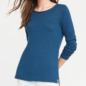 Teal Blue Long Sleeve Sweater Timeless Classic Crewneck Pullover Soft Knit Sz M
